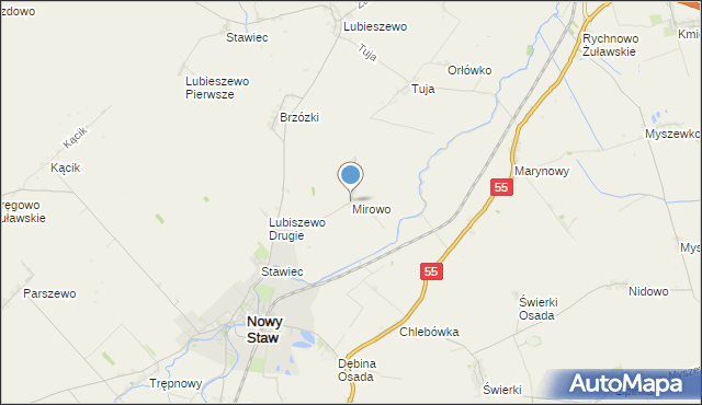 mapa Mirowo, Mirowo gmina Nowy Staw na mapie Targeo